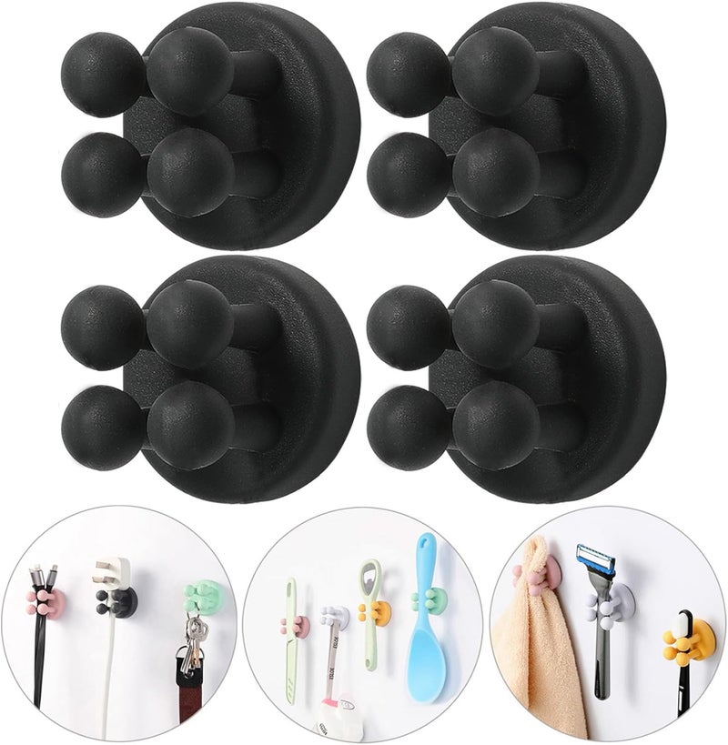 Zezhou Razor Holder Shaver Hook Hanger Stand - 4Pcs Silicone Toothbrush Holders for Shower Wall Mounted Self Adhesive Cute Utility Bathroom Kitchen Organizer Storage Hook for Hanging Loofah Towel Tooth Brush - Image 1
